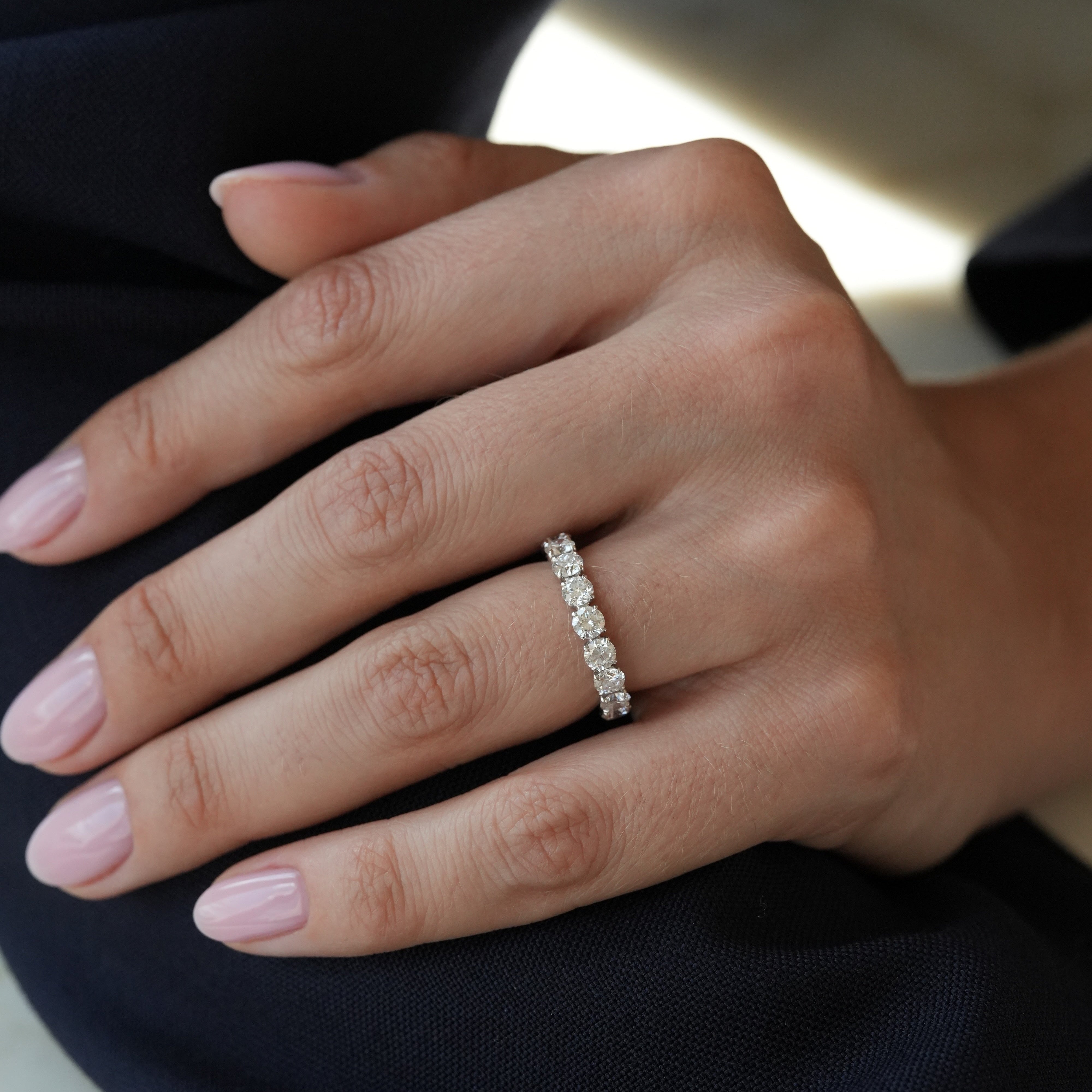 Eternity ring, white gold, size 53