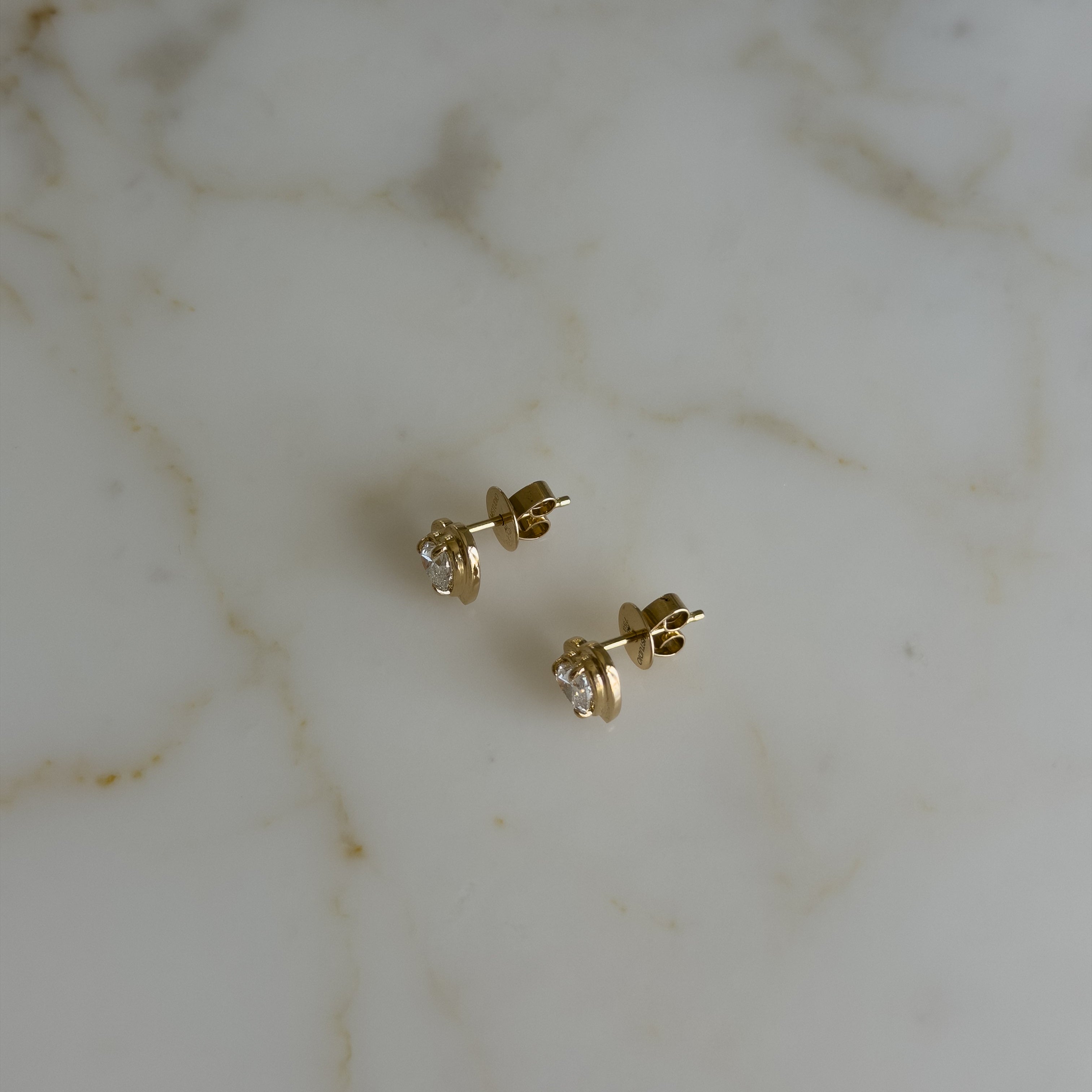 Bezel Heart Studs