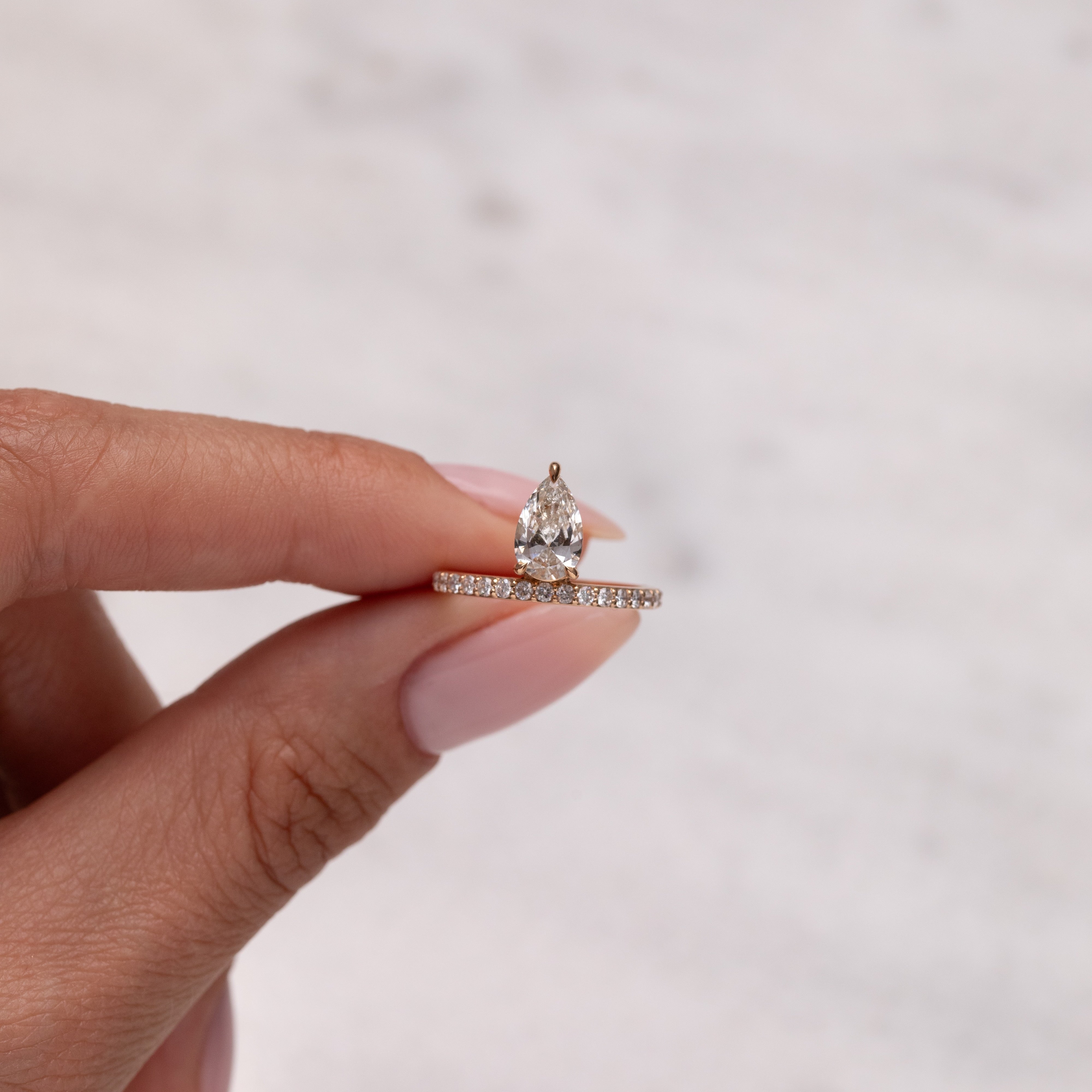 Custom Pear Ring, 1.01 ct, Size 51, Rose gold - LM STUDIO GmbH
