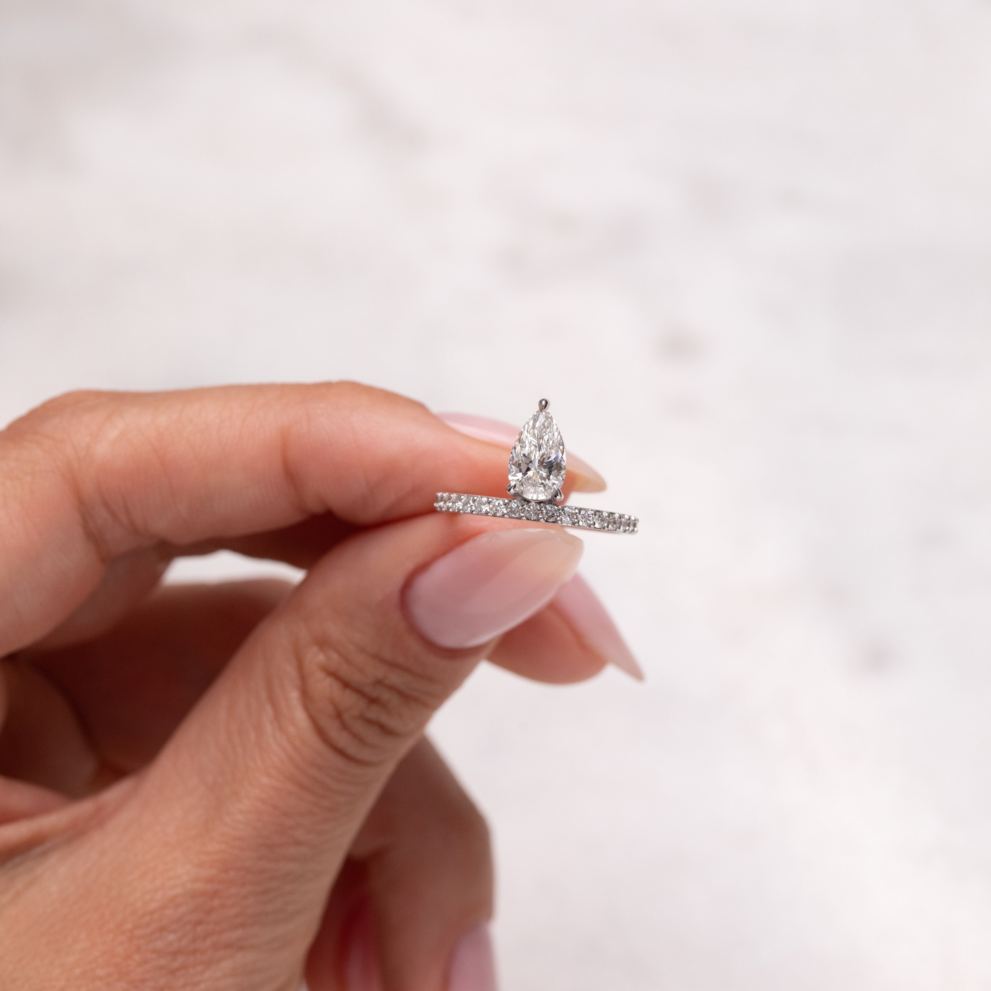 Custom Pear Ring, 1.01 ct, Size 53, white gold - LM STUDIO GmbH