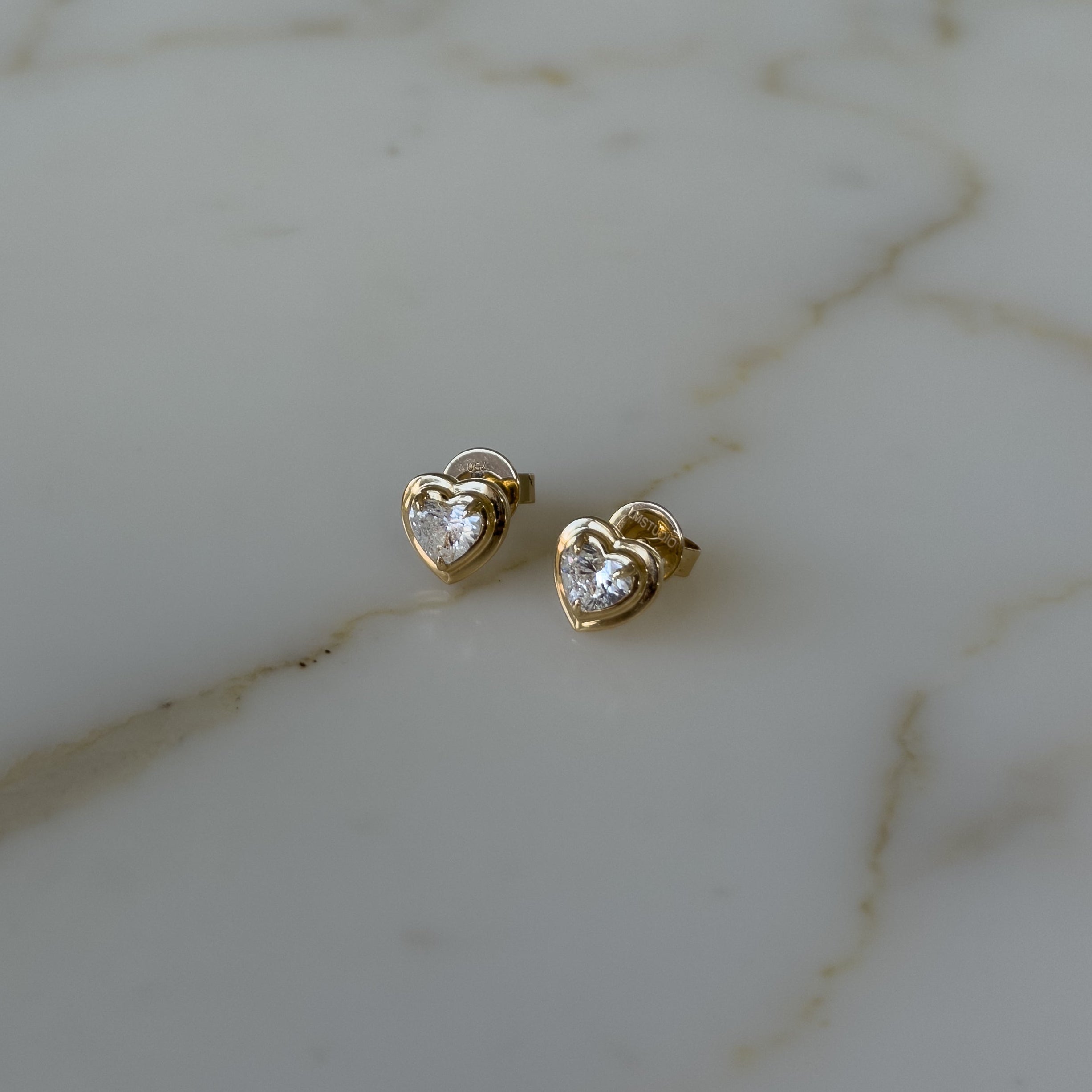 Bezel Heart Studs